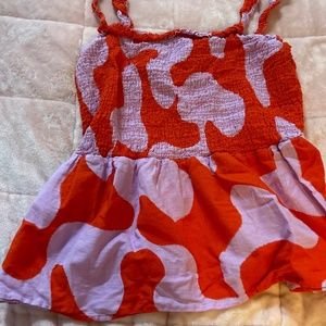 Purple and red color block top